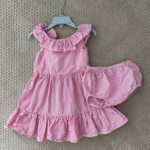Polo by Ralph Lauren, Pink & White Seersucker Dress, size 18months